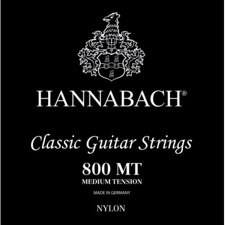 Cordes de guitare classique Hannabach 800 MT Noires tiran moyen
