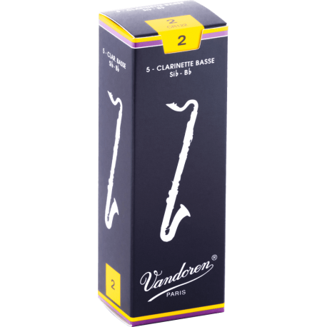 Boite de 5 anches de clarinette basse Vandoren force 2
