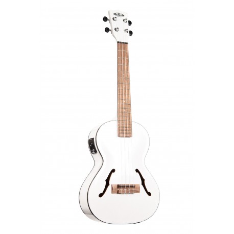 Ukulele Kala Crossover Archtop hollow Tenor électro-acoustique Satin Metallic White