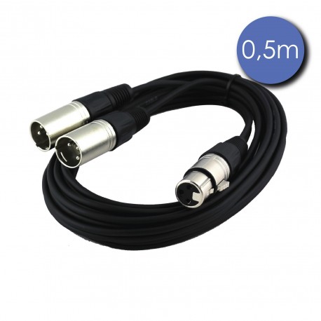 Câble 0,5m Power XLR 3 PIN Mâle / XLR 3 PIN Femelle