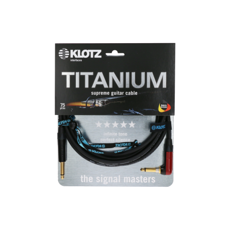 Cable jack guitare Klotz Titanium coudé silent plug 6 metres