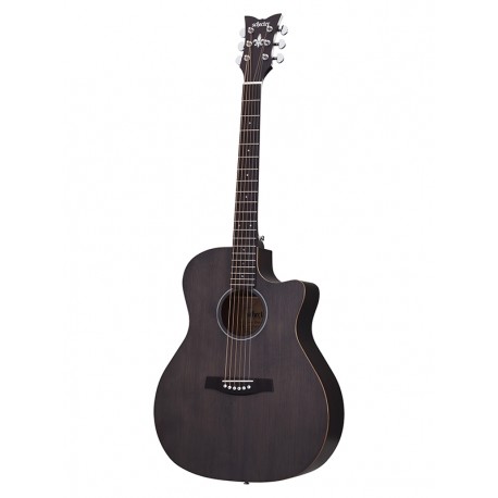 Guitare folk Schecter Deluxe pan coupé Satin See Thru Black