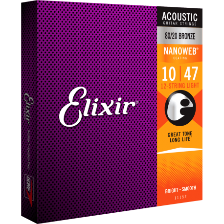 Cordes acoustiques 12 cordes Elixir Nanoweb 10-47