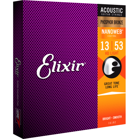 Cordes guitare folk Elixir Nanoweb Phosphor 13-53
