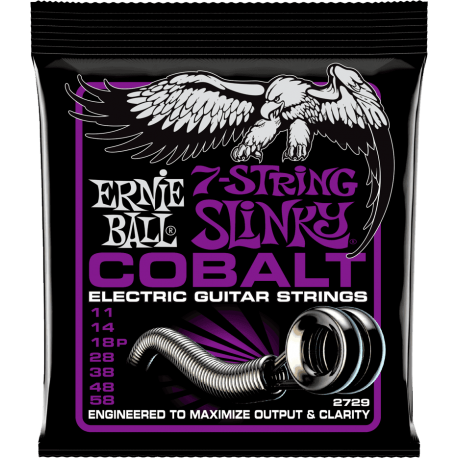 Jeu électrique 7 cordes Ernie Ball Cobalt 11-58