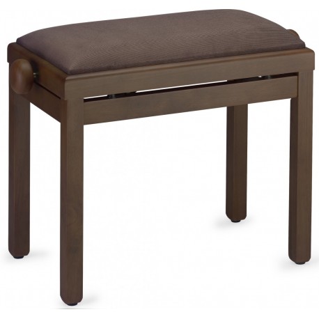 Banquette piano Stagg noyer foncé assise velour brun