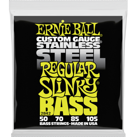 Cordes de basse 50-105 Ernie Ball Stainless Steel Regular Slinky
