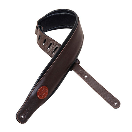Sangle Levy's 6 cm logo Levy's cuir pleine fleur - Dark Brown