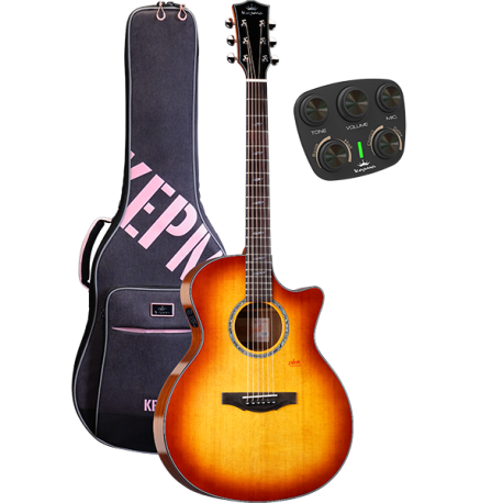 Guitare Kepma Solid Top F2SE Grand Auditorium Cherry Burst