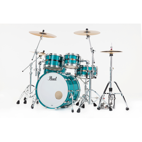 Batterie Pearl Master Maple Pure Rock 22" 4 fûts Custom Aqua Turquoise Stripe