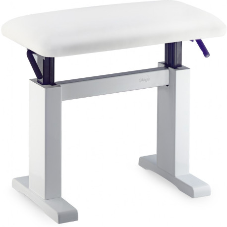 Banquette piano Stagg Hydrolique blanc mat assise Skai