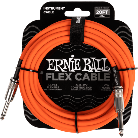 Cable guitare Jack Ernie Ball Flex 6m orange