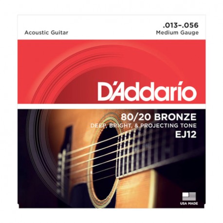 Jeu de cordes guitare acoustique D'addario EJ12