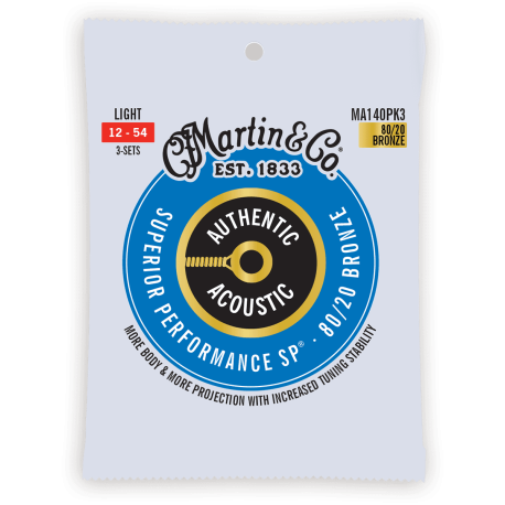 Cordes folk Martin Authentic pack de 3 Light 80/20 - 12-54