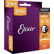 Pack 3 jeux Elixir Nanoweb Phosphore bronze 12-53