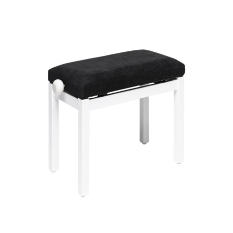 Banquette piano Stagg blanche matte assise velour noir