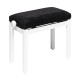 Banquette piano Stagg blanche matte assise velour noir