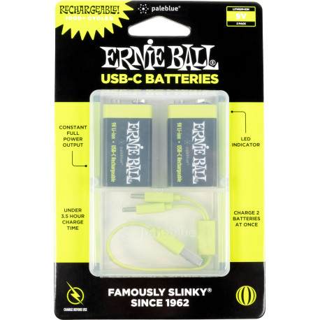 Piles rechargeables Ernie Ball 9V USB-C