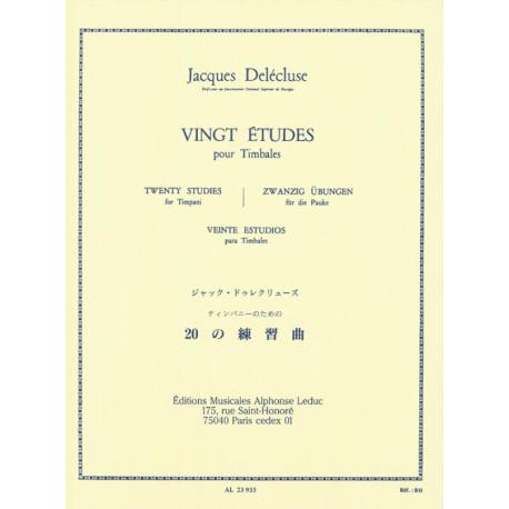 20 Etudes pour Timbales Jacques Delécluse