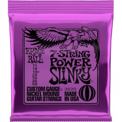 Jeu de cordes guitare électrique Ernieball Power slinky/ 7c 11-14-18p-28-38-48-58