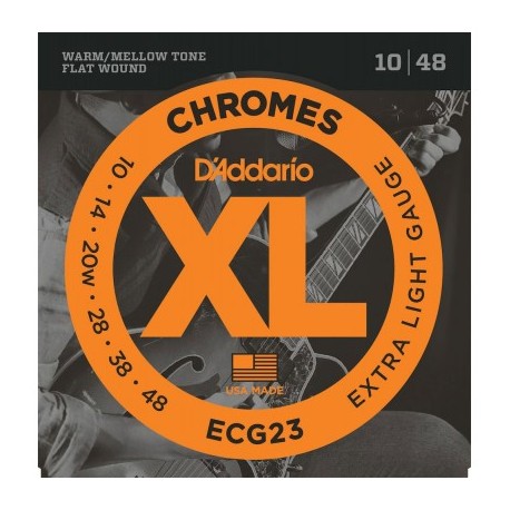 Cordes électrique filé plat Daddario Chrome ECG23 10-48