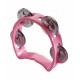 Mini tambourin en plastique avec 4 cymbalettes rose