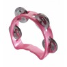 Mini tambourin en plastique avec 4 cymbalettes rose