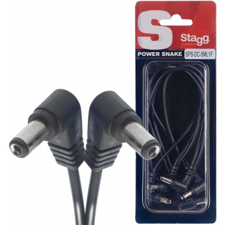Cable alimentation arraignée Stagg pour 5 pédales 9v coudé