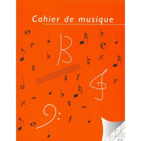 Cahier de musique 12 portées et carreaux grand format