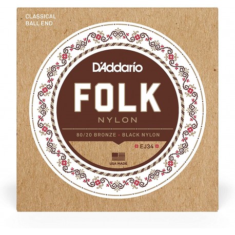Cordes folk nylon D'addario EJ34 à boules