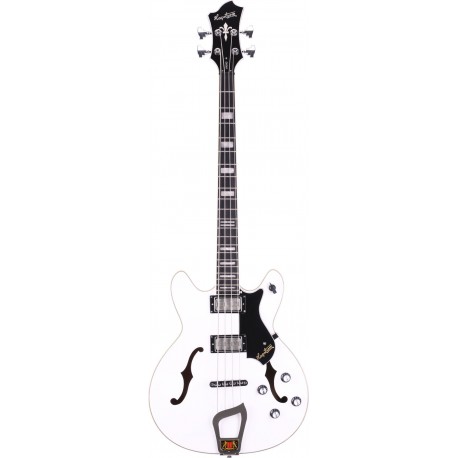 Basse électrique hollow body Hagstrom Viking blanche