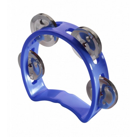 Mini tambourin en plastique avec 4 cymbalettes bleu