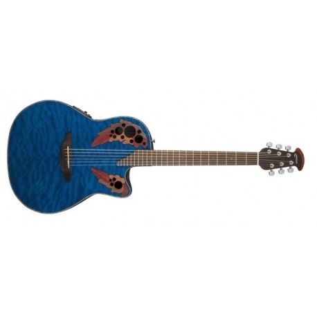 Guitare électro-acoustique Ovation Celebrity Elite Plus Blue Transparent Quilt CE44P-8TQ
