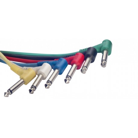 Cables patch jack/jack coudé couleur 30cm par 6