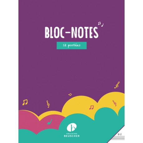 Bloc de papier à musique 12 portées rouge