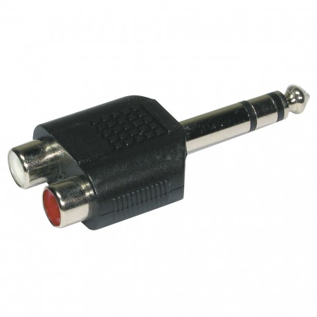 Adaptateur 2 RCA femelle vers 1 Jack 6,35 mâle stéréo AUDIOPHONY