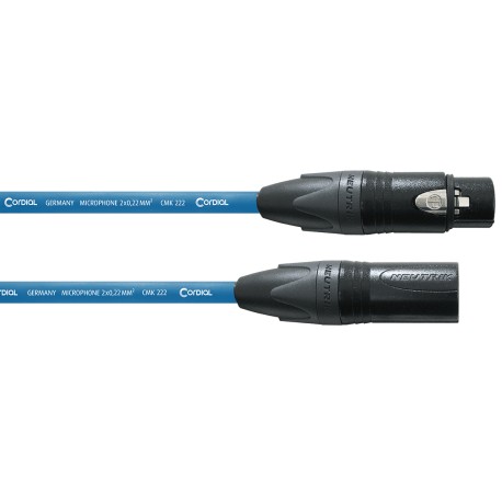 Cable micro XLR/XLR Cordial PEAK bleu 5 metres